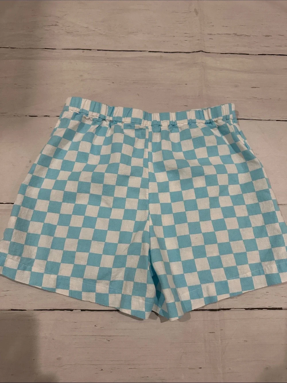 Old Navy Blue and White Checkerboard Skort with Side Buttons size 10/12